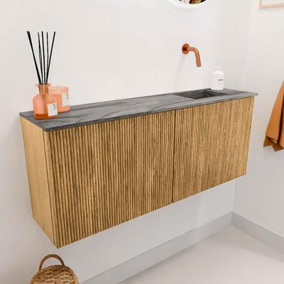Toiletmeubel Mondiaz Joya Dlux | 100 cm | Meubelkleur Oak | Faye wastafel Sombra Wasbak Rechts | Zonder kraangat(en)