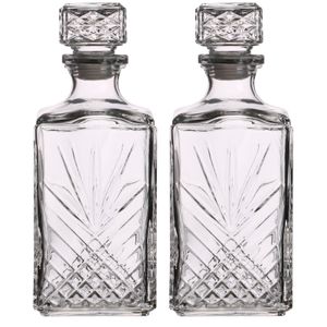 Set van 2x stuks glazen whisky/water karaffen met dop 1 liter