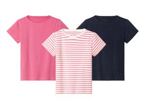 lupilu 3 stuks peuters T-shirts (110/116, Navy/roze gestreept)
