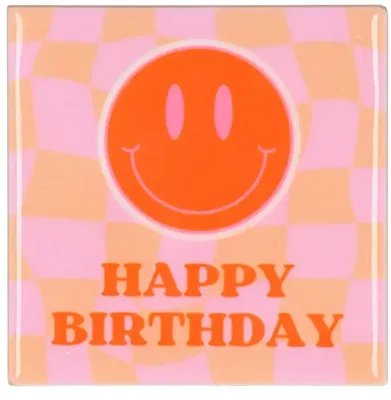 Daan Kromhout Design tegeltje keramiek happy birthday 10x10cm multi