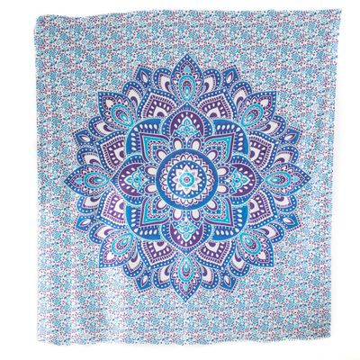 Authentiek Mandala Wandkleed Katoen Blauw (240 x 210 cm)
