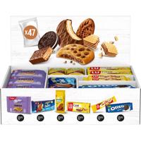 Assortiment koekjes van Milka, Oreo en Lu, doos van 47 stuks, mix