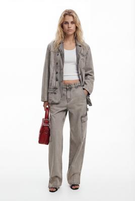 Versleten denim blazer - BLACK - M