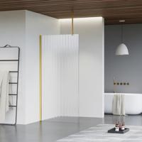 Fortifura Galeria inloopdouche - 140x200cm - ribbelglas - plafondarm - Geborsteld Messing PVD (Goud) SW797954/SW797910/SW804543