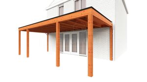 Trendhout Aanbouwveranda Modena 720x365 cm- Plat dak- Hout- Trendhout