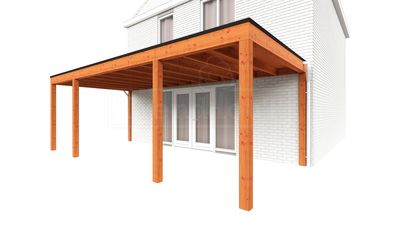 Trendhout Aanbouwveranda Modena 720x365 cm- Plat dak- Hout- Trendhout