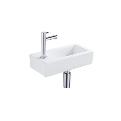 QeramiQ Fuente Fonteinset - 37.5x18.5x9cm - keramiek - kraangat links - fonteinkraan chroom - afvoerplug - verlaagd sifon - Glans wit SW1122449/SW696209/SW696219/SW696234