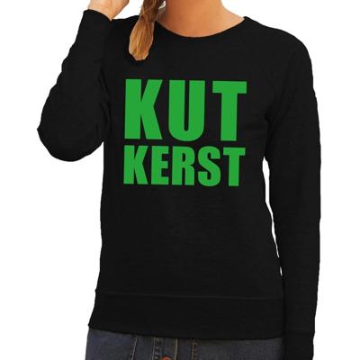 Bellatio Decorations Foute kersttrui - sweater - Kut Kerst tekst - zwart - voor dames - Kersttruien