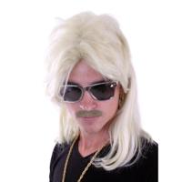 Verkleed - herenpruik met mat - Blond - 80s pruik - Feestartikelen - Carnaval Verkleed - herenpruik met mat - Blond - 80s pruik - Feestartikelen - Carnaval