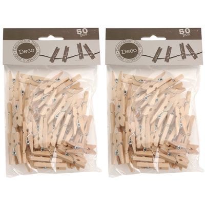 Mini Kerst fotoknijpertjes/kaartknijpertjes hout - 100x stuks - 2,5 cm