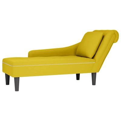 Chaise longue met kussen en rechterarmleuning fluweel geel