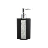 MSV Zeeppompje/dispenser - Luanda - kunststeen - zwart/zilver - 8 x 18 cm - 250 ml - Zeeppompjes