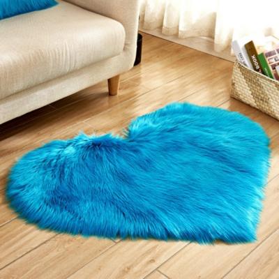 Liefde hart tapijten kunstmatige wol schapenvacht harige tapijt faux vloer mat bont Plain pluizig zachte gebied rug Tapetes grootte: 50 * 60cm (donke