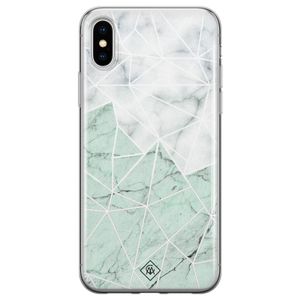 iPhone X/XS siliconen telefoonhoesje - Marmer mint mix