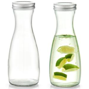 Zeller Karaf - 4x - met schroefdeksel - glas - 1000 ml - schenkkan