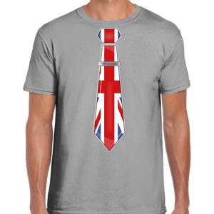 Verkleed T-shirt voor heren - stropdas Engeland - grijs - supporter - themafeest