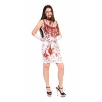 Halloween verkleedkleding Bloederige jurk - voor dames - wit - polyester