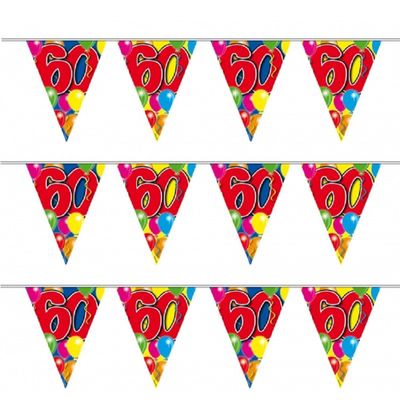 Set van 4x stuks leeftijd vlaggenlijn 60 jaar 10 meter