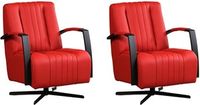 Set van 2 Rode leren industriële draaifauteuils Galaxy - staal zwart frame met stervoet - Toledo Leer Ducati (rood leer) Set van 2 Rode leren industriële draaifauteuils Galaxy - staal zwart frame met stervoet - Toledo Leer Ducati (rood leer)