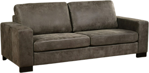 Donkergrijze leren moderne 3-zitsbank Enjoy - poot hout zwart - Kenia Leer Antracite (donkergrijs leer)