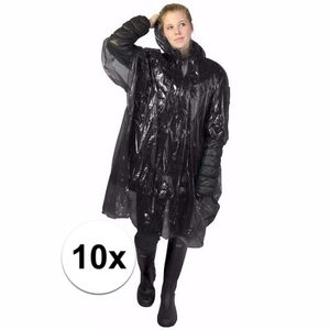 10x wegwerp regenponcho zwart