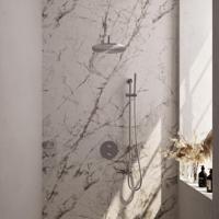 Brauer Brushed Carving Thermostatische Regendoucheset Inbouw - Hoofddouche 30 cm - Gebogen Wandarm - 3 Weg - Handdouche Rond - Doucheslang - Geintegreerde Glijstang - Rvs