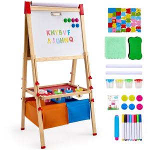 VEVOR kinderezel, kinderkrijtbord, whiteboard, hout, in hoogte verstelbaar