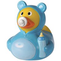 Badeendje blauw hoera een baby jongen 8 cm   -