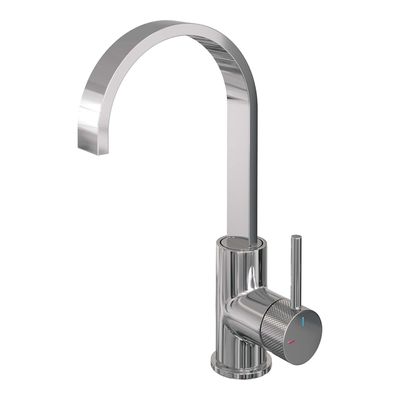Brauer Chrome carving Wastafelmengkraan opbouw - hoog - draaibaar - platte uitloop - model a - chroom 5-CE-003-S4