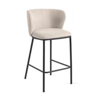 Kave Home Ciselia barkruk H65 chenille Beige poot zwart