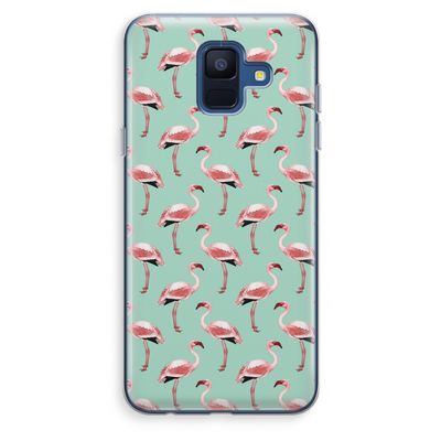 Flamingoprint groen: Samsung Galaxy A6 (2018) Transparant Hoesje