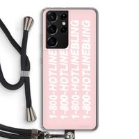 Hotline bling pink: Samsung Galaxy S21 Ultra Transparant Hoesje met koord
