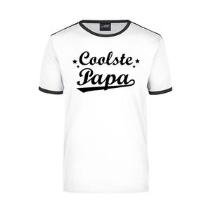 Coolste papa wit/zwart ringer t-shirt voor heren S  -