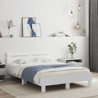 Bedframe met hoofdbord bewerkt hout wit 120x200 cm