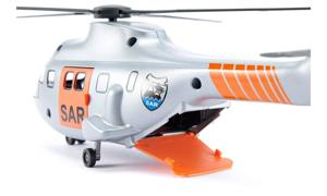 Siku SAR-transporthelikopter 1:50 metaal/kunststof zilver incl. brancard en speelgoedfiguur automatisch inschuifbare lier