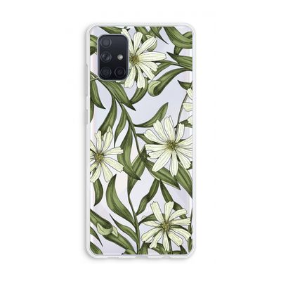 Wit bloemenpatroon: Galaxy A71 Transparant Hoesje