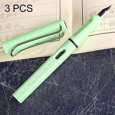 3 PC's School Office Extra fijn Titanium legering Nib transparante zuiger Vulpen (lichtgroen) willekeurige levering (0.5mm/0.38mm Nib)