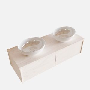 Badkamermeubel BWS Madrid Wit 120 cm met Topblad en Keramische Waskom Dubbel (2 lades, 0 kraangaten)