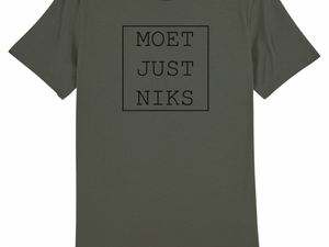 Ministerie van unieke zaken - T-shirt 'Moet Just Niks' -  Man/Kaki/Kader - M