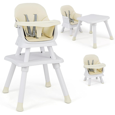 6-in-1 Babyhoogstoel Hoogstoel & Eetstoel & Leerstoel Babystoel Combihoogstoel Beige