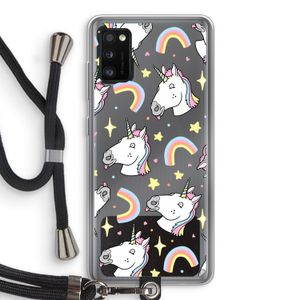 Rainbow Unicorn: Samsung Galaxy A41 Transparant Hoesje met koord