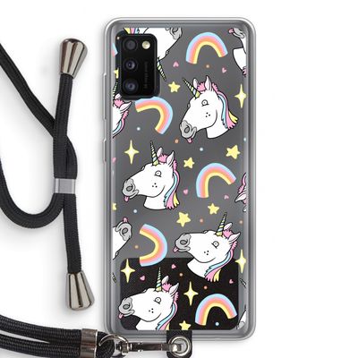 Rainbow Unicorn: Samsung Galaxy A41 Transparant Hoesje met koord