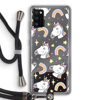 Rainbow Unicorn: Samsung Galaxy A41 Transparant Hoesje met koord