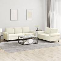 2-delige Loungeset met kussens fluweel crèmekleurig 2-delige Loungeset met kussens fluweel crèmekleurig