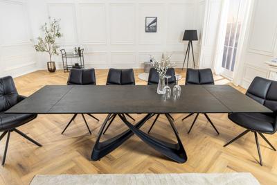 Uitschuifbare eettafel INFINITY 180-260cm roest keramiek marmer zwart metaal - 45182