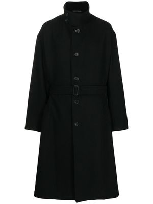 Yohji Yamamoto manteau boutonné à taille ceinturée - Noir