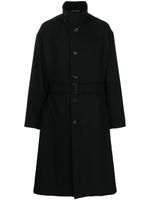Yohji Yamamoto manteau boutonné à taille ceinturée - Noir