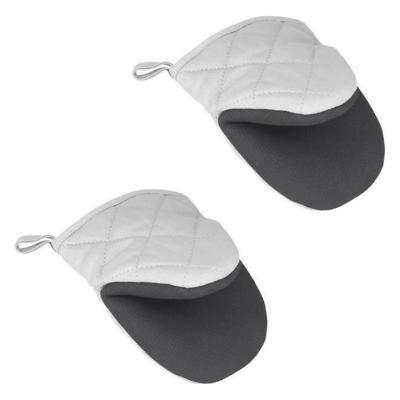 Metaltex katoenen ovenhandschoenen 14x14 cm grijs/wit 2 stuks