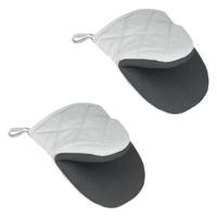 Metaltex katoenen ovenhandschoenen 14x14 cm grijs/wit 2 stuks