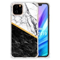 Apple iPhone 11 Pro Anti-Shock Hoesje Marmer Wit Zwart - Origineel Cadeau Man - thumbnail